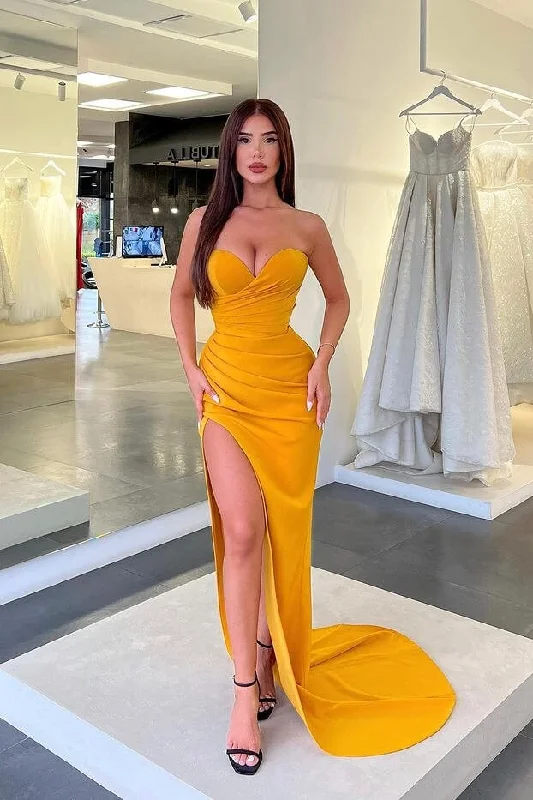 Long prom dresses for teens-New Arrival Sweetheart Pleated Mermaid Prom Dress Split Long gh1947 Long prom dresses for teens-New Arrival Sweetheart Pleated Mermaid Prom Dress Split Long gh1947