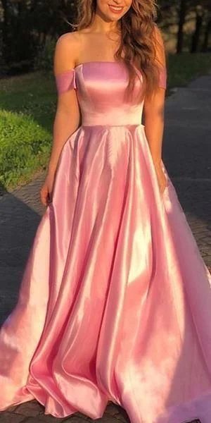 High fashion prom dresses for a chic look-Off Shoulder Straight Neckline A-Line Backless Prom Dresses gh1153 High fashion prom dresses for a chic look-Off Shoulder Straight Neckline A-Line Backless Prom Dresses gh1153