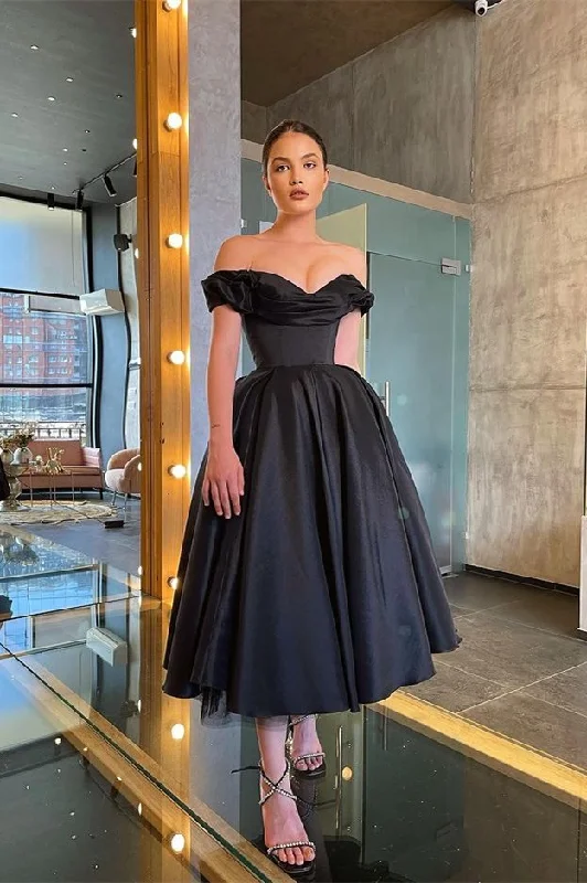 Purple prom dresses for a royal vibe-Off-the-Shoulder Little Black Dress Prom Dress gh667 Purple prom dresses for a royal vibe-Off-the-Shoulder Little Black Dress Prom Dress gh667