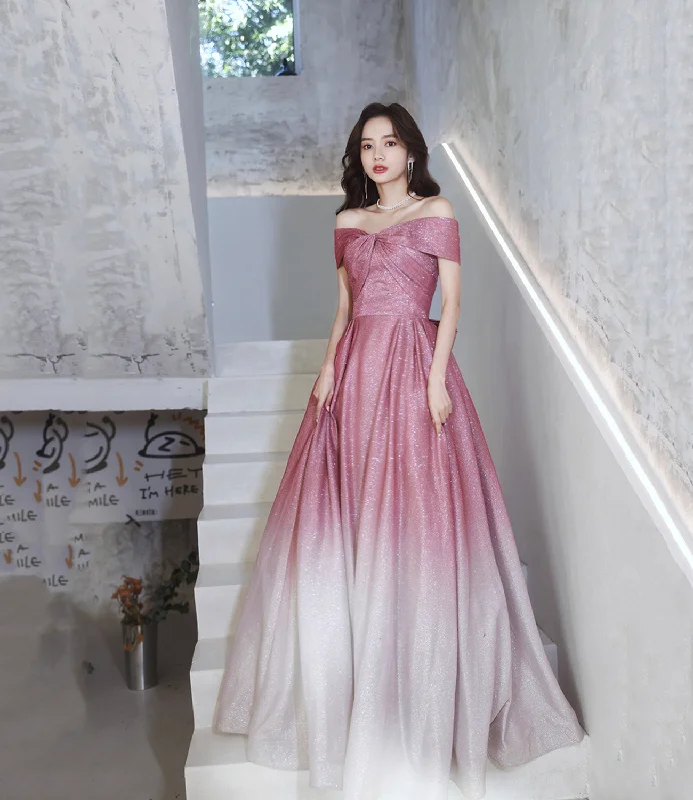 Simple yet elegant prom dresses-Pink gradient long A line prom dress evening dress 8823 Simple yet elegant prom dresses-Pink gradient long A line prom dress evening dress 8823