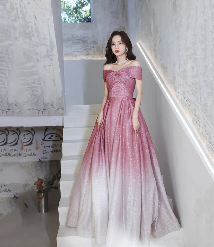 Simple, elegant prom dresses for all-Pink gradient long A line prom dress pink evening dress 8742 Simple, elegant prom dresses for all-Pink gradient long A line prom dress pink evening dress 8742