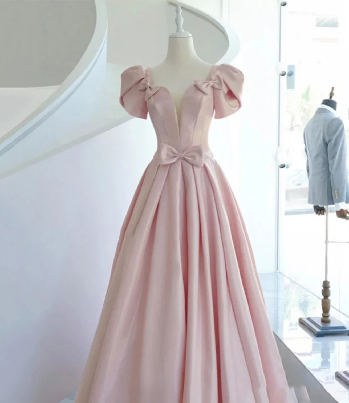 Prom dresses with countdown themes-Pink satin long A line prom dress pink evening dress 8938 Prom dresses with countdown themes-Pink satin long A line prom dress pink evening dress 8938