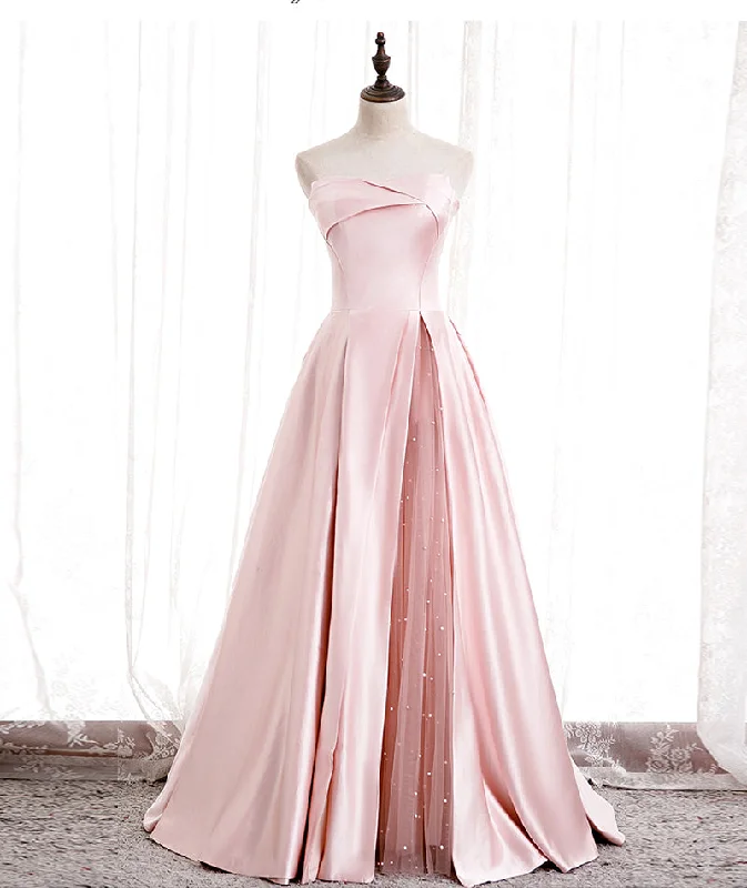 Perfect prom dresses for different body types-Pink satin long prom dress pink evening dress 8550 Perfect prom dresses for different body types-Pink satin long prom dress pink evening dress 8550
