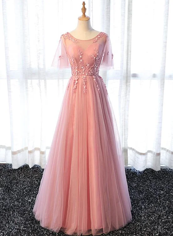 Simple prom dresses for a clean look-Pink Tulle Elegant Party Dress Long, Handmade Formal Gowns Prom Dress gh597 Simple prom dresses for a clean look-Pink Tulle Elegant Party Dress Long, Handmade Formal Gowns Prom Dress gh597