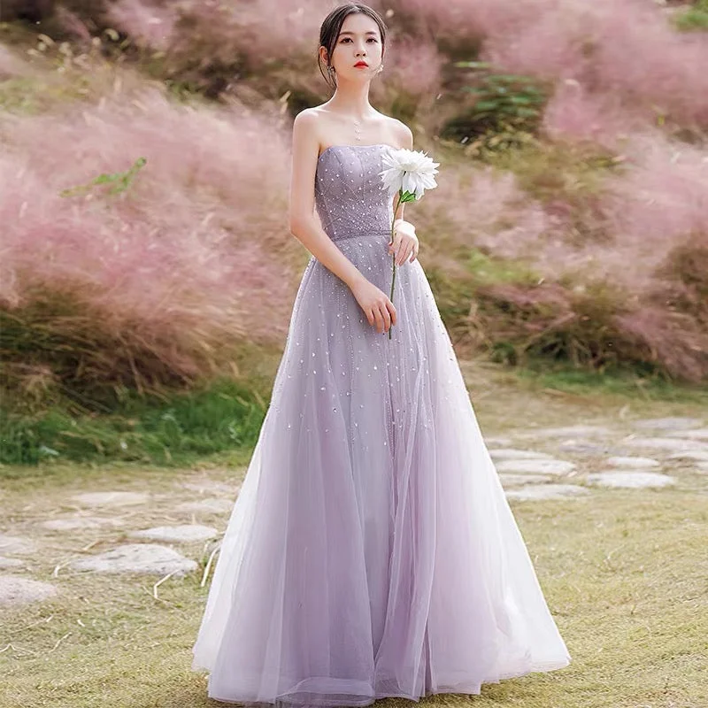 Ball gown prom dresses for dramatic effect-Purple tulle beads long prom dress A ine evening gown 10209 Ball gown prom dresses for dramatic effect-Purple tulle beads long prom dress A ine evening gown 10209
