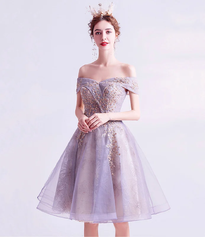 Sweetheart neck prom dresses for romance-Purple tulle lace short prom dress homecoming dress 8900 Sweetheart neck prom dresses for romance-Purple tulle lace short prom dress homecoming dress 8900