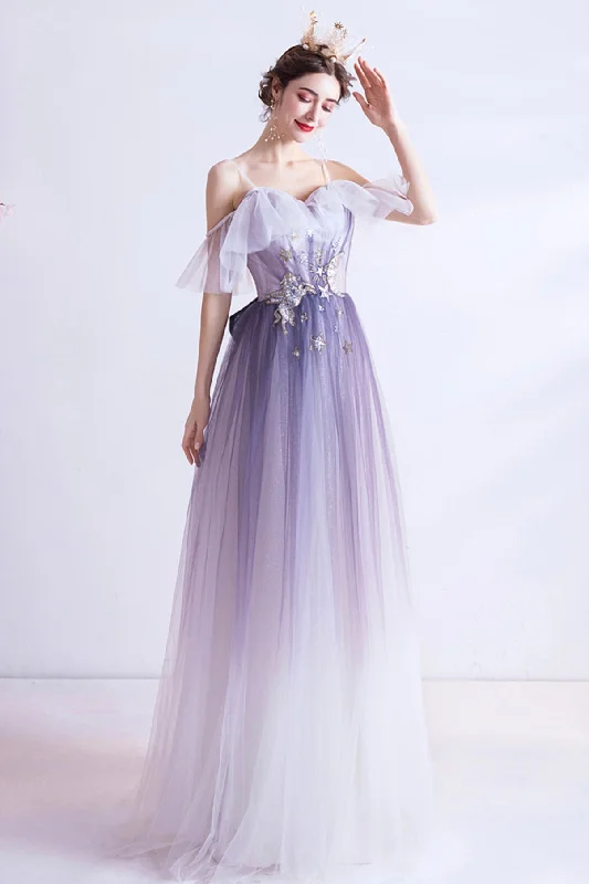 Bright blue prom dresses for a fresh vibe-Purple tulle long A line prom dress evening dress 8769 Bright blue prom dresses for a fresh vibe-Purple tulle long A line prom dress evening dress 8769