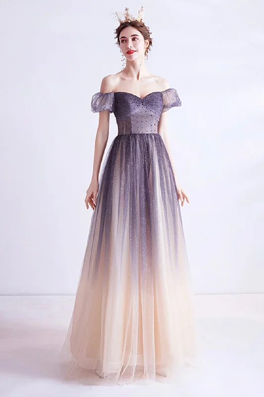 Prom dresses with floral lace designs-Purple tulle long A line prom dress evening dress 8771 Prom dresses with floral lace designs-Purple tulle long A line prom dress evening dress 8771