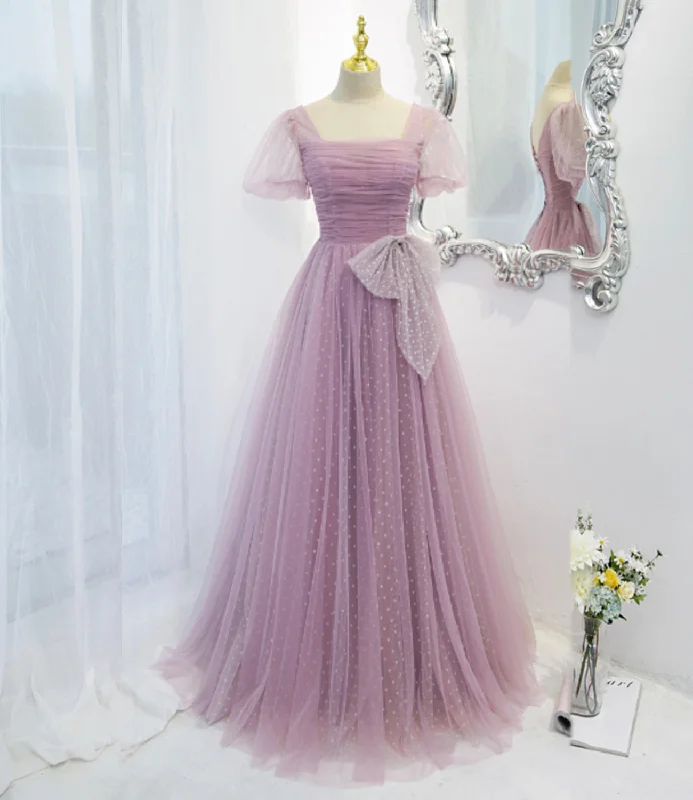 Strapless prom dresses for a daring style-Purple tulle long A line prom dress evening dress 8820 Strapless prom dresses for a daring style-Purple tulle long A line prom dress evening dress 8820