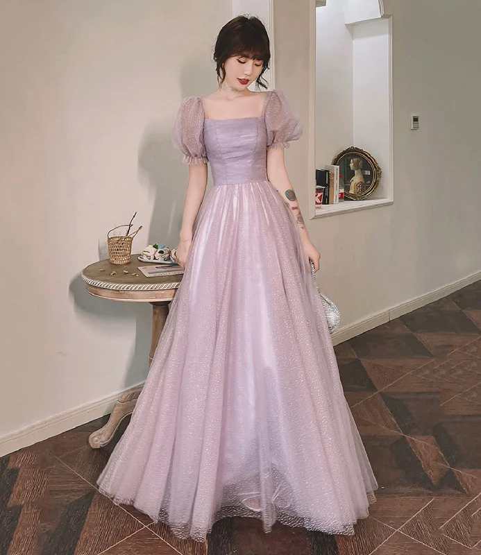 Chic red prom dresses for daring style-Purple tulle long A line prom dress evening dress 8854 Chic red prom dresses for daring style-Purple tulle long A line prom dress evening dress 8854