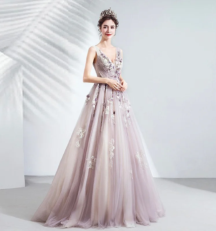 Affordable prom dresses for any occasion-Purple tulle long A line prom dress evening gown 10073 Affordable prom dresses for any occasion-Purple tulle long A line prom dress evening gown 10073