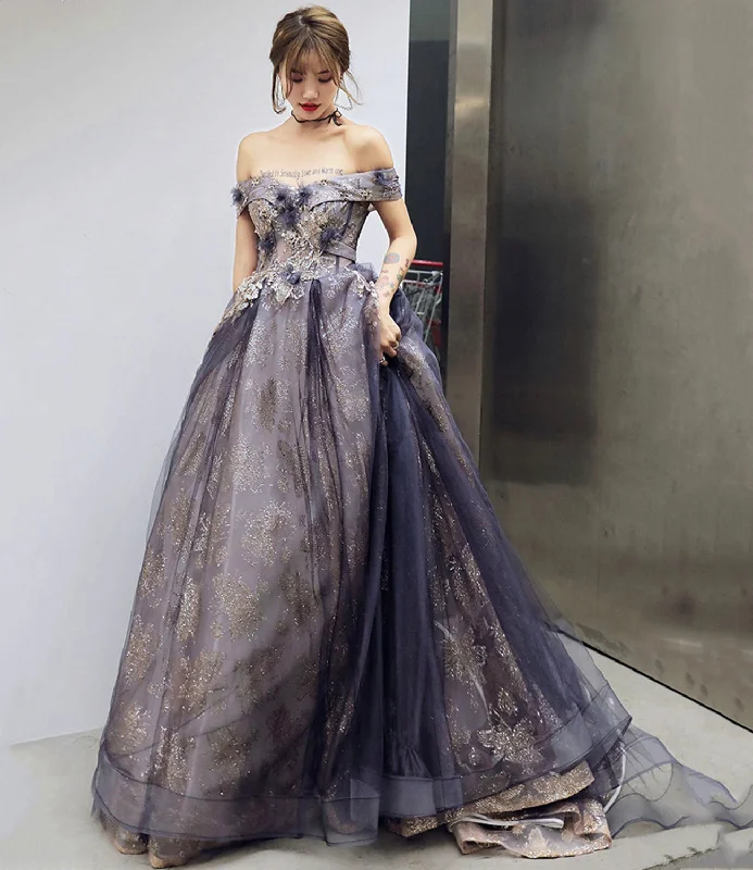 Chic red prom dresses for daring style-Purple tulle sequins long prom dress A line evening gown 10204 Chic red prom dresses for daring style-Purple tulle sequins long prom dress A line evening gown 10204