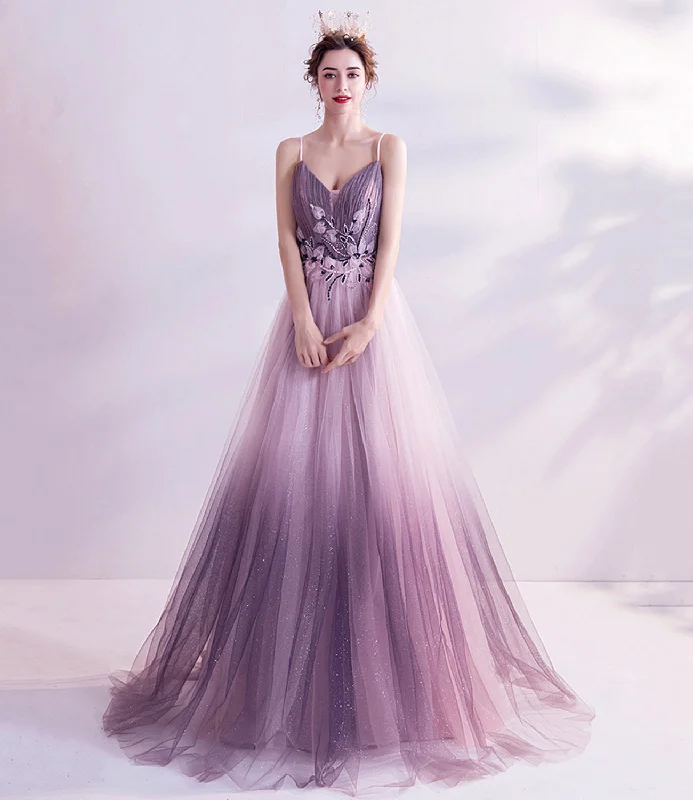 Blue sequin prom dresses for a dazzling night-Purple tulle sequins long prom dress purple evening dress 10479 Blue sequin prom dresses for a dazzling night-Purple tulle sequins long prom dress purple evening dress 10479