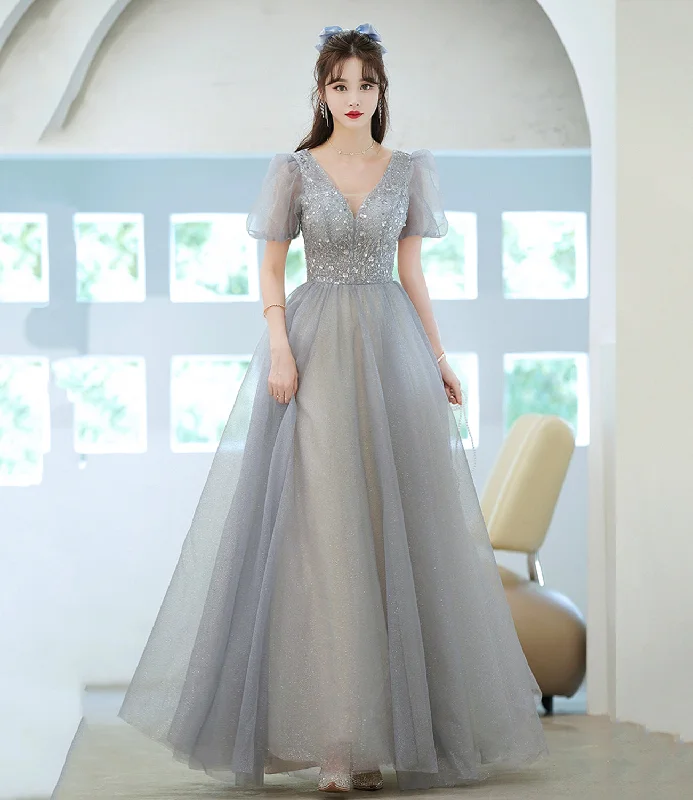 Prom dresses for winter parties-ray tulle beads long prom dress evening dress  8967
