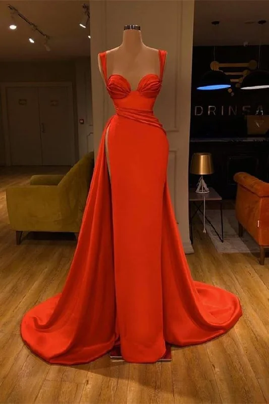 Chic prom dresses for every occasion-Red Long Slit Prom Dress Mermaid gh707