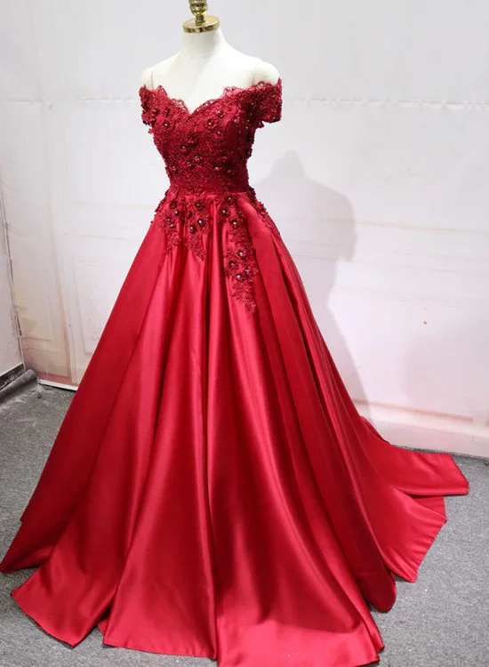 Elegant gold prom dresses for luxury-Red Satin Gorgeous Long Formal Dress, Red Party Gown gh534 Elegant gold prom dresses for luxury-Red Satin Gorgeous Long Formal Dress, Red Party Gown gh534