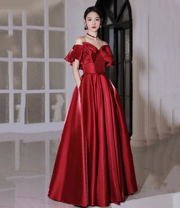 Mermaid style prom dresses for a bold look-Red satin long prom dress A line evening dress 10582 Mermaid style prom dresses for a bold look-Red satin long prom dress A line evening dress 10582