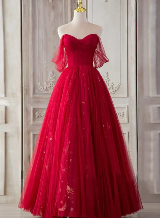 Prom dresses with fall colors-Red Sweetheart Tulle Long Beautiful Prom Dresses, Wine Red Party Dresses Evening Gown gh9 Prom dresses with fall colors-Red Sweetheart Tulle Long Beautiful Prom Dresses, Wine Red Party Dresses Evening Gown gh9