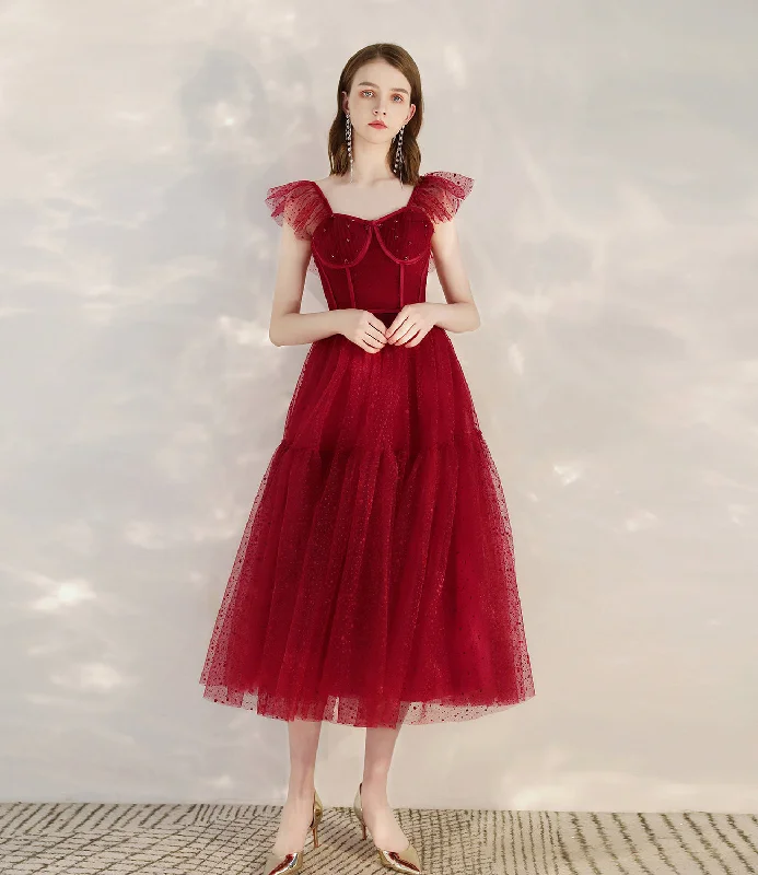 Blue prom dresses for a cool, classic look-Red tulle short A line prom dress cocktail dress 10399 Blue prom dresses for a cool, classic look-Red tulle short A line prom dress cocktail dress 10399