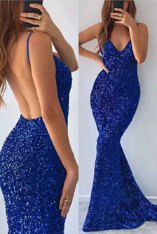 Prom dresses with sunglasses-Royal Blue Spaghetti-Straps Blue V-neck Mermaid Prom Dress Split With Sequins gh767 Prom dresses with sunglasses-Royal Blue Spaghetti-Straps Blue V-neck Mermaid Prom Dress Split With Sequins gh767