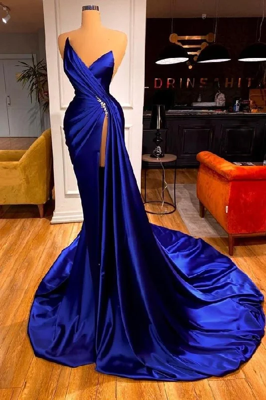 Affordable prom dresses for every budget-Royal Blue Sweetheart Prom Dress With Split gh647 Affordable prom dresses for every budget-Royal Blue Sweetheart Prom Dress With Split gh647