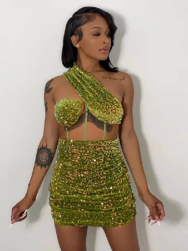 Chic mesh prom dresses for fashion-forward teens-Sequins Rave Outfits