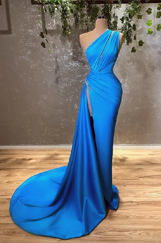 Best prom dresses for hourglass shapes-Sexy Blue One Shoulder Split Mermaid Prom Dress With Beads gh2052 Best prom dresses for hourglass shapes-Sexy Blue One Shoulder Split Mermaid Prom Dress With Beads gh2052