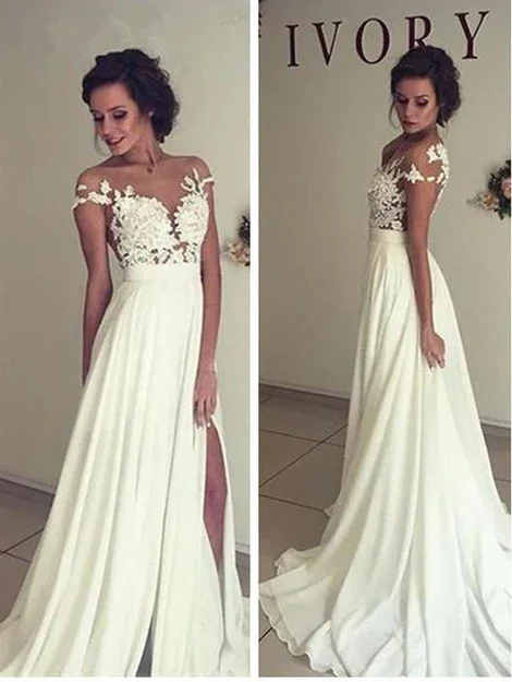 Sparkling gold prom dresses for a standout look-Sexy Chiffon Wedding Dress Slit Skirt, Bridal Gown ,Dresses For Brides gh1055 Sparkling gold prom dresses for a standout look-Sexy Chiffon Wedding Dress Slit Skirt, Bridal Gown ,Dresses For Brides gh1055