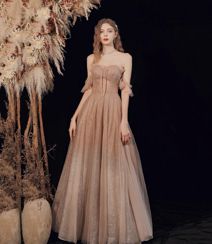 Show-stopping prom dresses for bold statements-Shiny tulle sequins long prom dress A line evening dress 10378 Show-stopping prom dresses for bold statements-Shiny tulle sequins long prom dress A line evening dress 10378