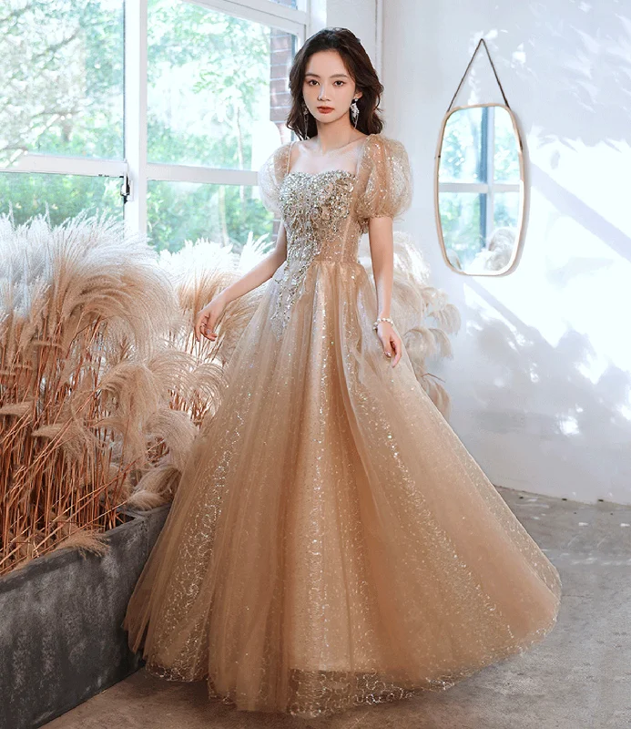 Standout evening dresses for prom-Shiny tulle sequins long prom dress A line evening dress 10389 Standout evening dresses for prom-Shiny tulle sequins long prom dress A line evening dress 10389