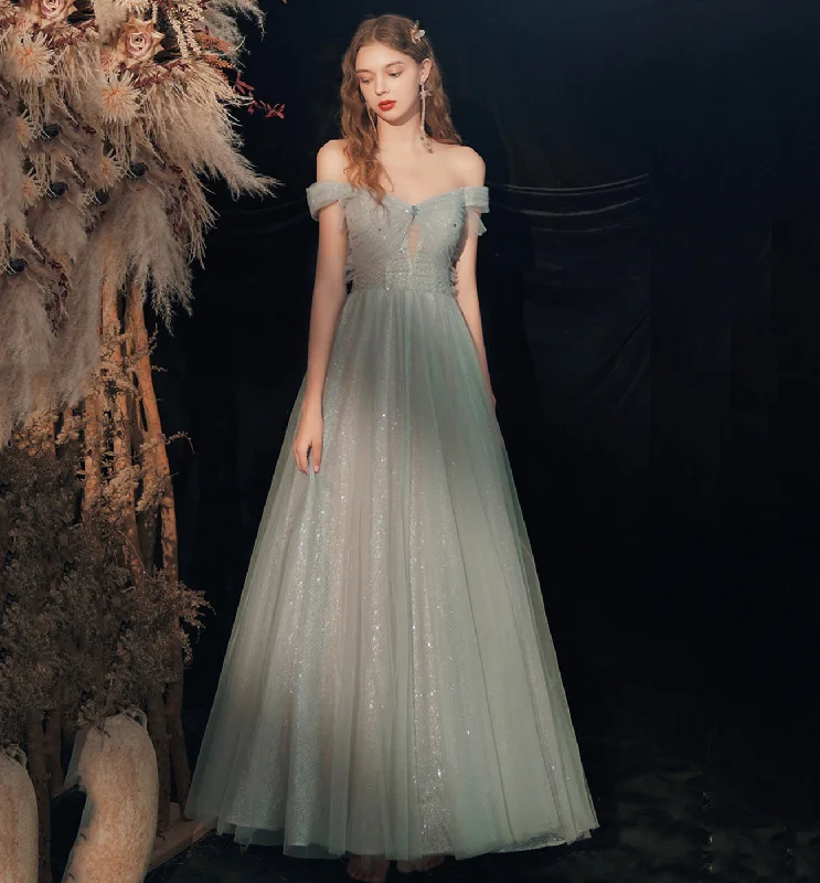 Affordable prom dresses for teens-Shiny tulle sequins long prom dress green evening dress 8620 Affordable prom dresses for teens-Shiny tulle sequins long prom dress green evening dress 8620