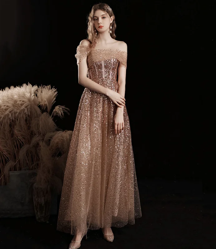 Classic ball gowns for prom-Shiny tulle sequins tea length prom dress evening dress 10412 Classic ball gowns for prom-Shiny tulle sequins tea length prom dress evening dress 10412