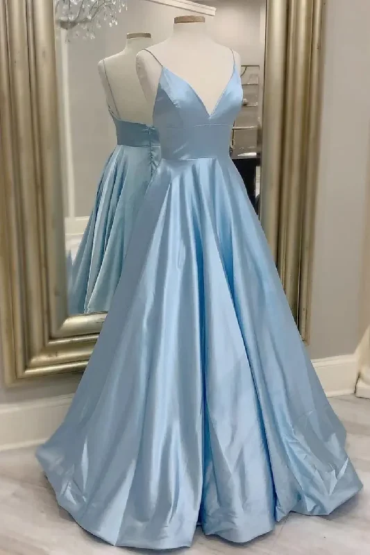 Light pink prom dresses for a soft look-Simple Light Blue A-line Long Prom Dress gh1152 Light pink prom dresses for a soft look-Simple Light Blue A-line Long Prom Dress gh1152