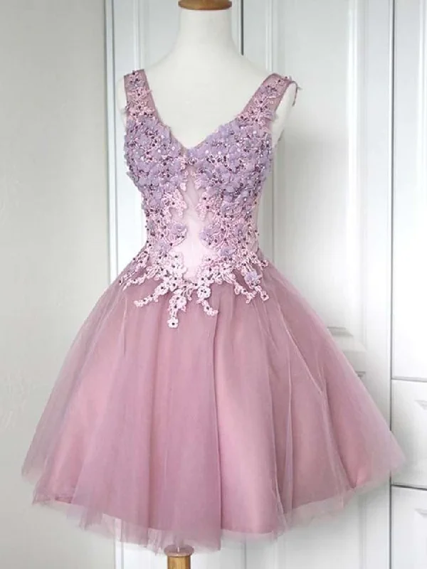 Standout prom dresses for every occasion-Sleeveless V-Neck Short/Mini Appliques Sweet 16 Dress gh989 Standout prom dresses for every occasion-Sleeveless V-Neck Short/Mini Appliques Sweet 16 Dress gh989