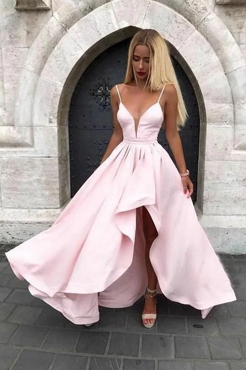 Affordable prom dresses in every color-Spaghetti Straps Pink Prom Gown with Irregular Skirt,Prom Dress gh843 Affordable prom dresses in every color-Spaghetti Straps Pink Prom Gown with Irregular Skirt,Prom Dress gh843