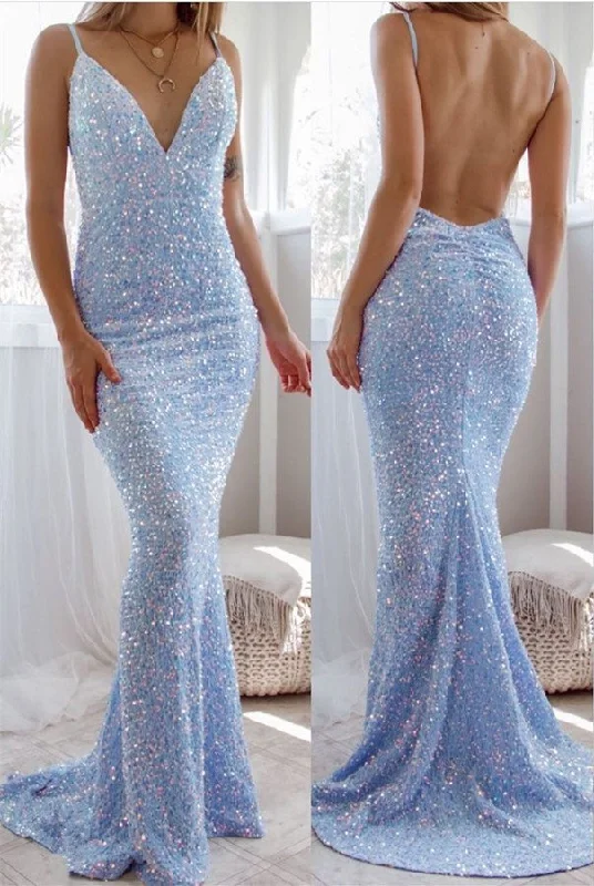 Prom dresses with off-shoulder-Spaghetti-Straps V-Neck Long Mermaid Prom Dress With Sequins gh769 Prom dresses with off-shoulder-Spaghetti-Straps V-Neck Long Mermaid Prom Dress With Sequins gh769