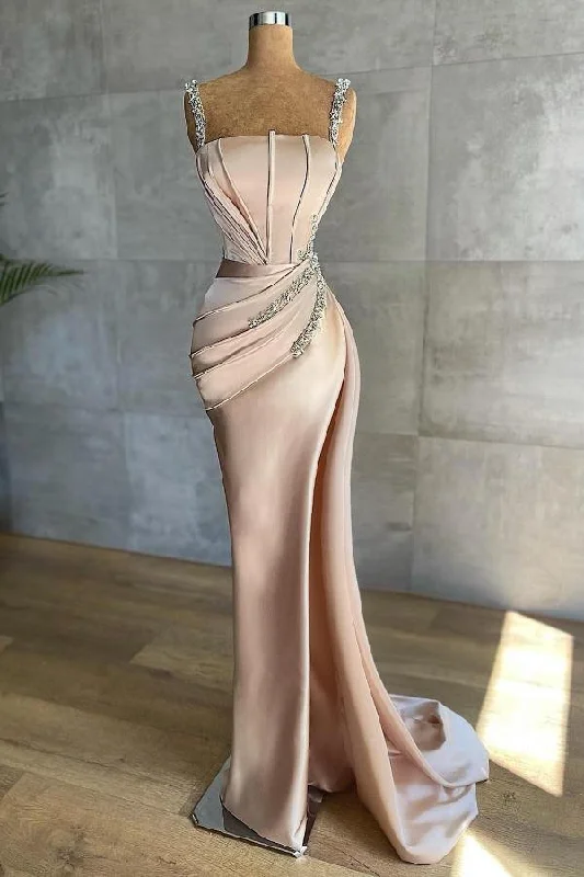 Elegant gowns for prom in satin-Starps Mermaid Appliques Bead Prom Dress  gh623