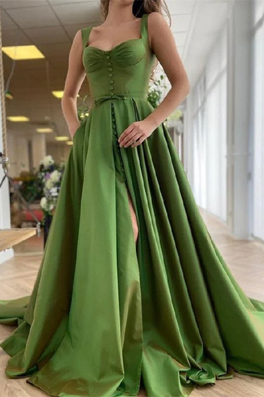 Elegant white prom dresses for sophistication-Starps Sleeveless Prom Dress Buttons With Slit gh696