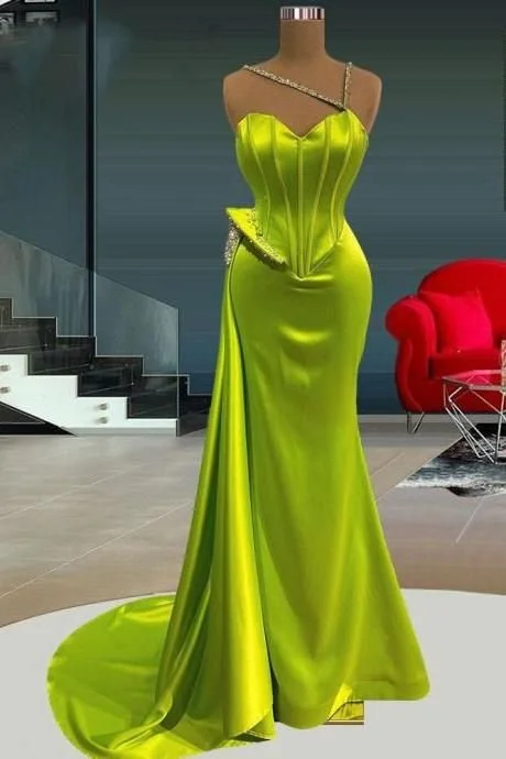 Prom dresses for formal dinners-Stunning Yellow Green Sweetheart Mermaid Prom Dress Long Beads With Ruffles gh1922 Prom dresses for formal dinners-Stunning Yellow Green Sweetheart Mermaid Prom Dress Long Beads With Ruffles gh1922