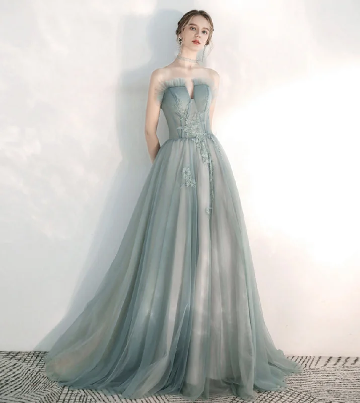 Elegant prom dresses for formal nights-Stylish tulle lace long prom dress green evening dress 8547 Elegant prom dresses for formal nights-Stylish tulle lace long prom dress green evening dress 8547