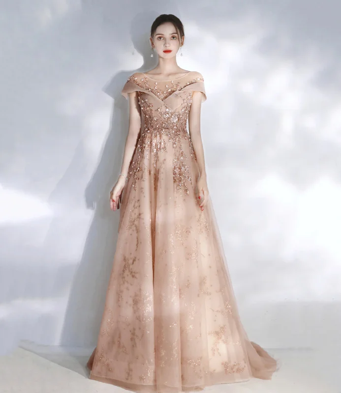 Sparkling gold prom dresses for a standout look-Stylish tulle sequins long prom dress evening dresses 10469 Sparkling gold prom dresses for a standout look-Stylish tulle sequins long prom dress evening dresses 10469
