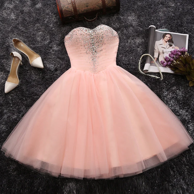 Prom dresses for summer weddings-Sweetheart A-line pink strapless short prom dress,homecoming dress 7599 Prom dresses for summer weddings-Sweetheart A-line pink strapless short prom dress,homecoming dress 7599