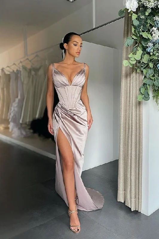Beautiful prom dresses with embellishments-V-Neck Split Prom Dress Sleeveless gh645 Beautiful prom dresses with embellishments-V-Neck Split Prom Dress Sleeveless gh645
