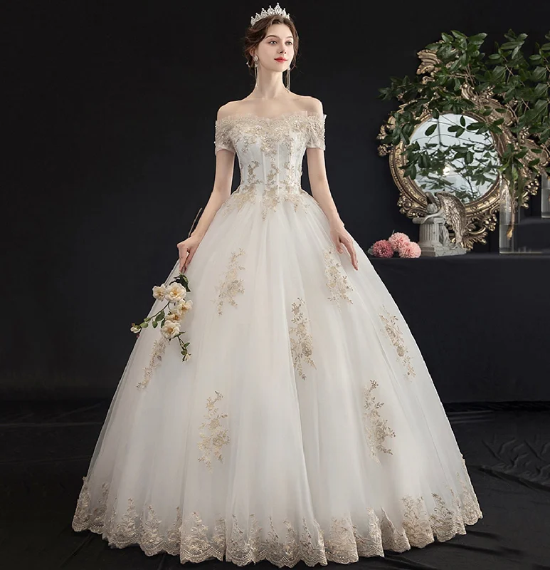 Long prom dresses for a dramatic finish-White tulle lace long ball gown dress formal dress 10116 Long prom dresses for a dramatic finish-White tulle lace long ball gown dress formal dress 10116