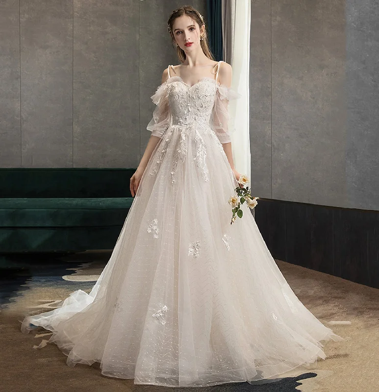 Romantic prom dresses for a sweet vibe-White tulle lace long prom gown A line evening gown 10117 Romantic prom dresses for a sweet vibe-White tulle lace long prom gown A line evening gown 10117