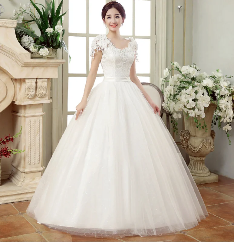 Pretty pastel-colored prom dresses-White tulle lace long prom gown wedding dress 10034 Pretty pastel-colored prom dresses-White tulle lace long prom gown wedding dress 10034