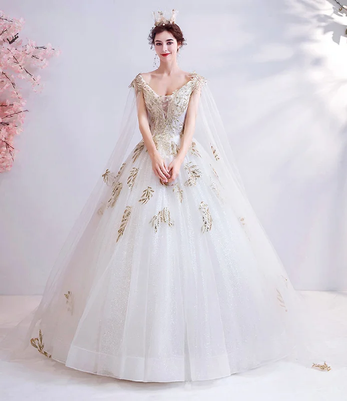 Ball gown prom dresses for dramatic effect-White tulle sequins long prom dress white evening dress 10537 Ball gown prom dresses for dramatic effect-White tulle sequins long prom dress white evening dress 10537