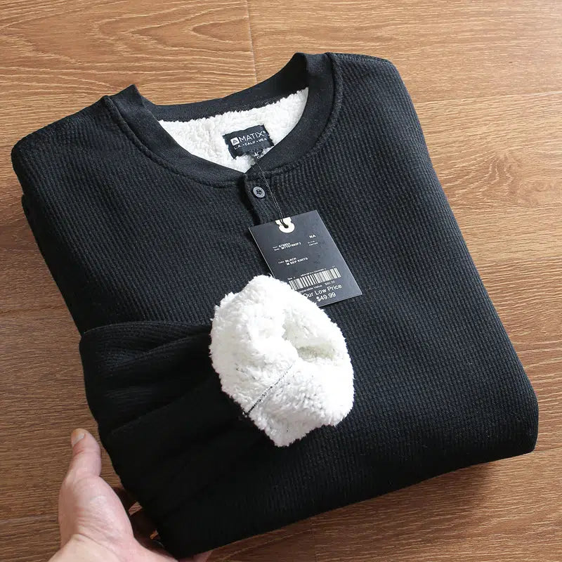 Fleece Velvet Henley Sweatshirt