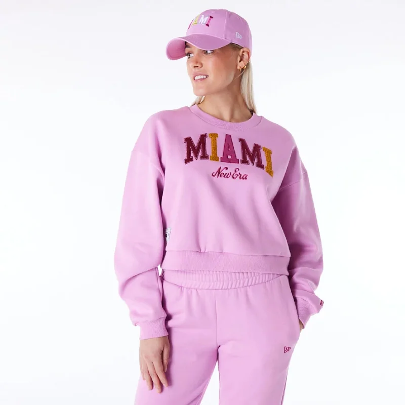 New Era Infill Pastel Pink Crop Crew Neck Sweatshirt