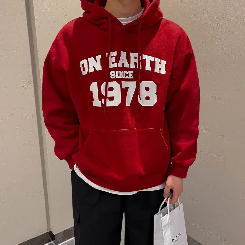 Red Printed Hooded Sweatshirt